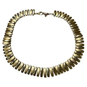 Vintage Gold Metallic Modernist Cleopatra Egyptian Revival Statement Necklace